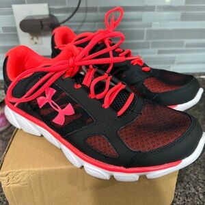Under Armour Black and Red Sneakers with Bold Design